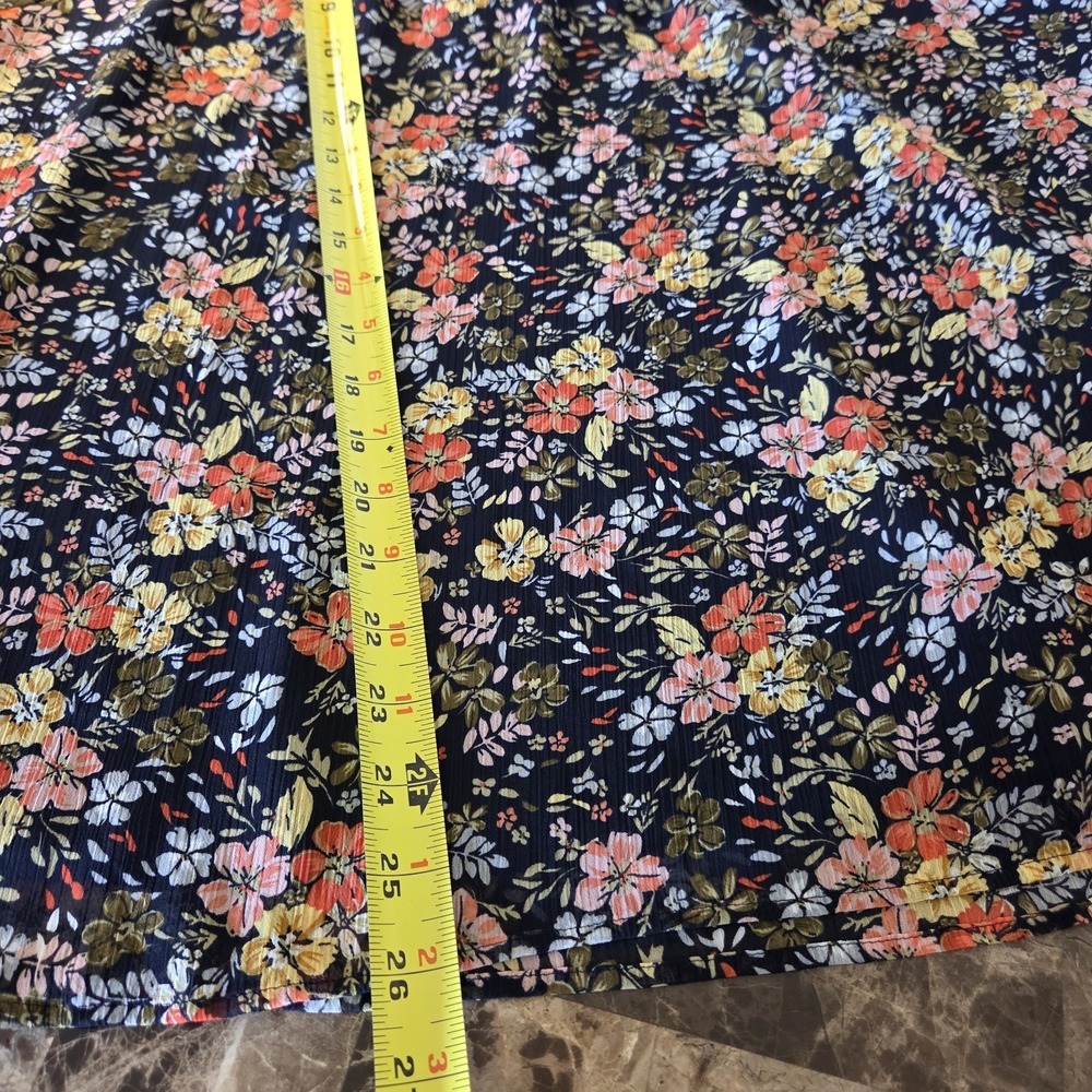 Loft sz XL blue floral chiffon blouse NWT sheer slvs garden boho cottagcore - Picture 7 of 12